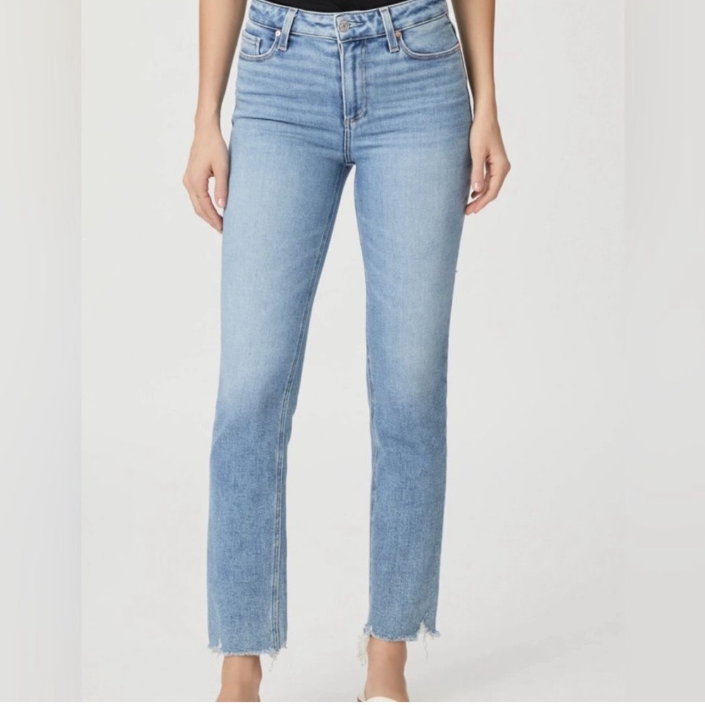 PAIGE Cindy Straight Jean Mel Destroyed Hem Size 25 Light Wash